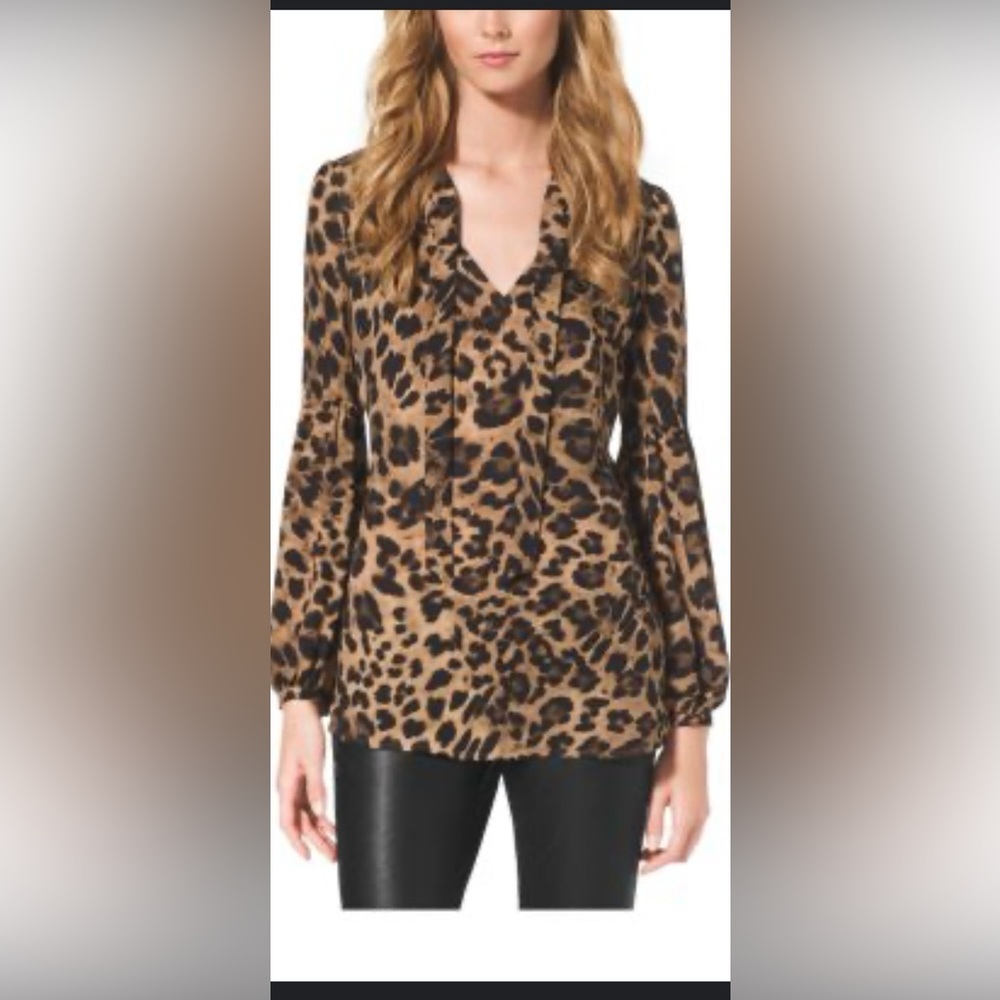 Michael Kors Animal Print Long Sleeve Dress